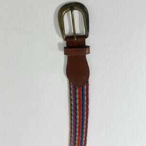 Liz Claiborne Belt Vintage Southwestern Woven Medium Leather Made in USA Preppy